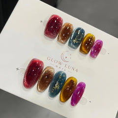 Colorful Jelly Gold Flake Press-On Nails