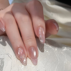 Sheer Pink French Tip with Glitter Press-On Nails