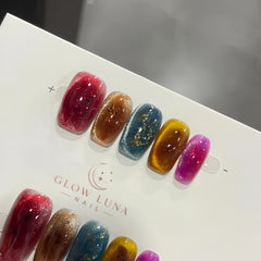 Colorful Jelly Gold Flake Press-On Nails