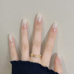 Milky White Ombre Pearl Press-On Nails