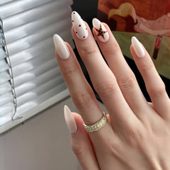 White Polka Dot Star Press-On Nails