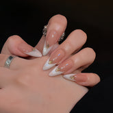 Pre-Order | French Tip Cat Eye with Gold Accents Press-On Nails
