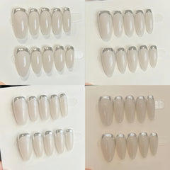 Pre-Order | Metallic Silver French Tip Press-On Nails