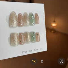 Pre-Order | Nude & Mint Rhinestone Mix Press-On Nails