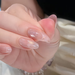 Sheer Pink French Tip with Glitter Press-On Nails