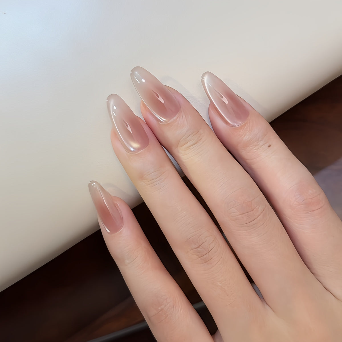 Nude Pink Aurora Mirror Gradient Press-On Nails