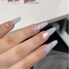 Icy Blue Purple Gradient Cat Eye Press-On Nails