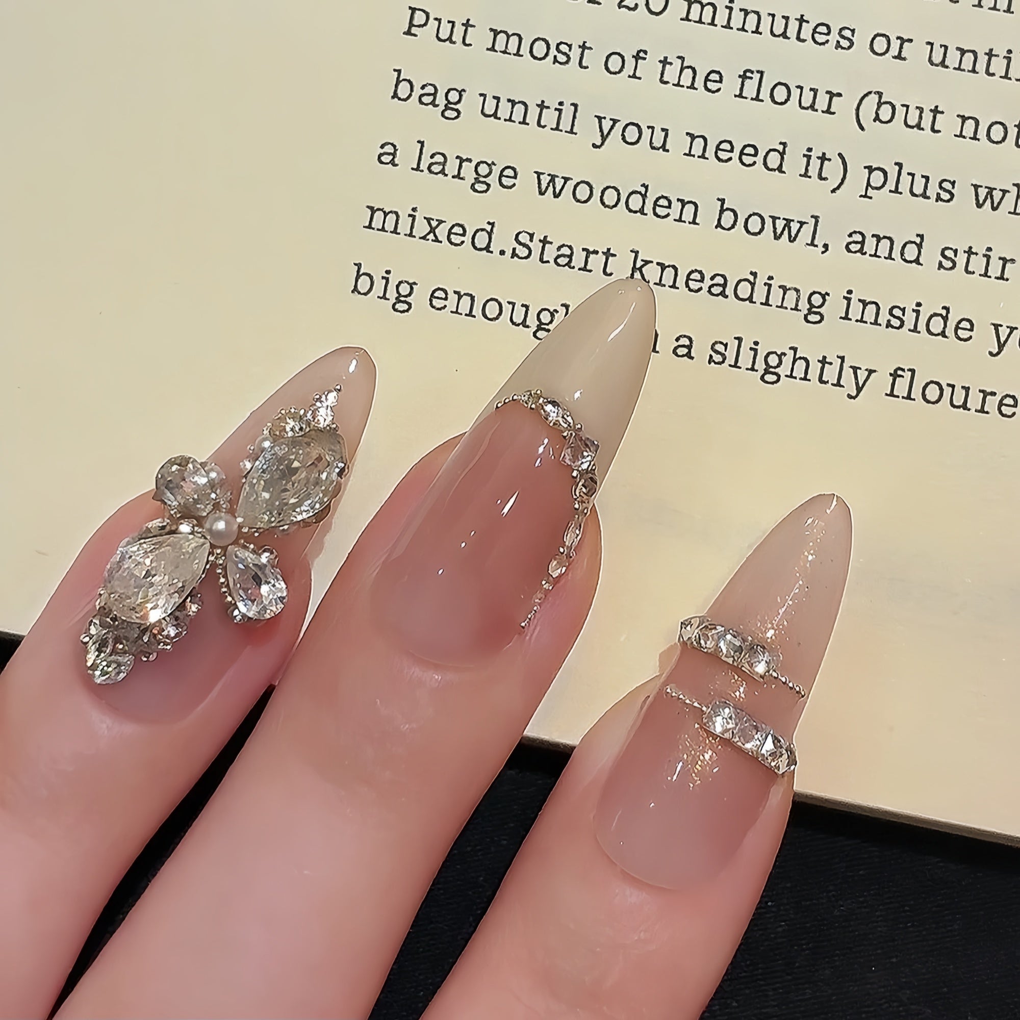Pre-Order | 3D Crystal Flower French Press-On Nails