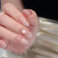 Sheer Pink French Tip with Glitter Press-On Nails