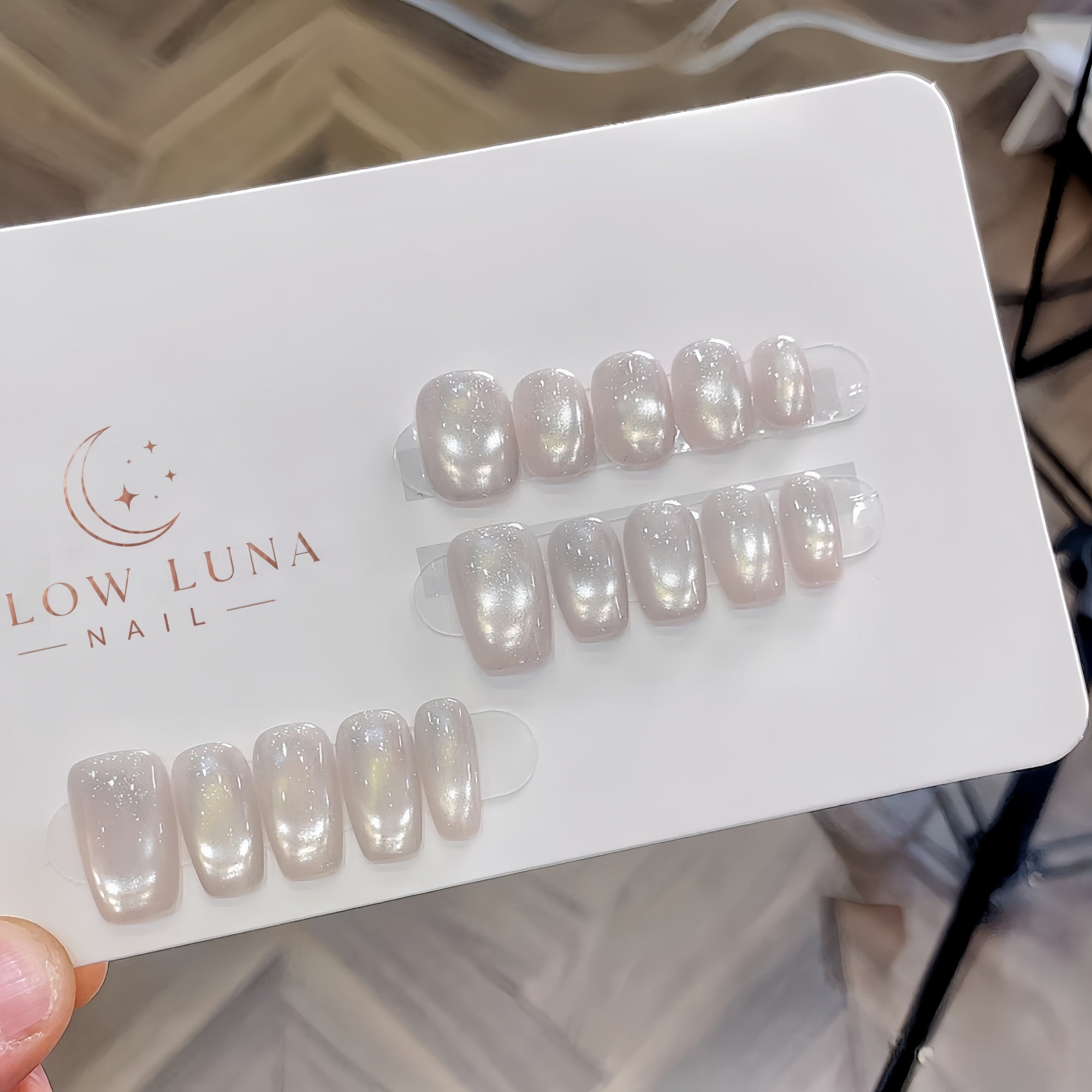 Milky Pearl Cat Eye Press-On Nails