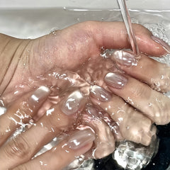 Nude Pearl Shimmer Short Press-On Nails