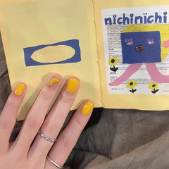 Cute Banana Yellow 3D Short Squoval Press-On Nails