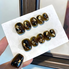 Olive Brown Flake Press-On Nails
