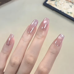 Light Purple Pink Cat Eye Square Press-On Nails