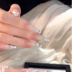 Pre-Order | Silver Gradient Crystal French Press-On Nails