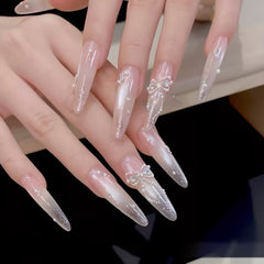 Ombre Cat Eye Bow Long Press-On Nails