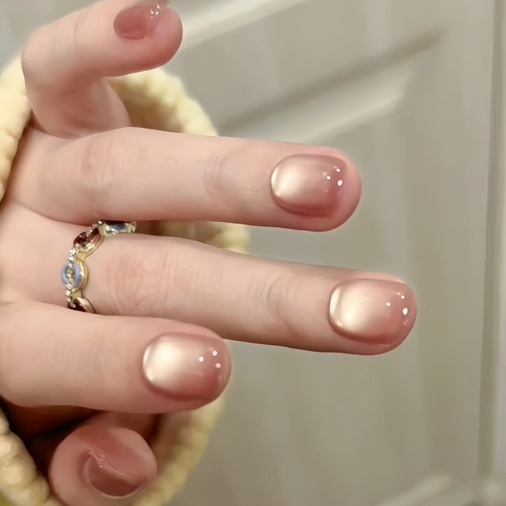 Blush Gloss Jelly Short Square Press-On Nails
