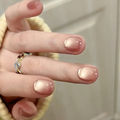 Blush Gloss Jelly Short Square Press-On Nails