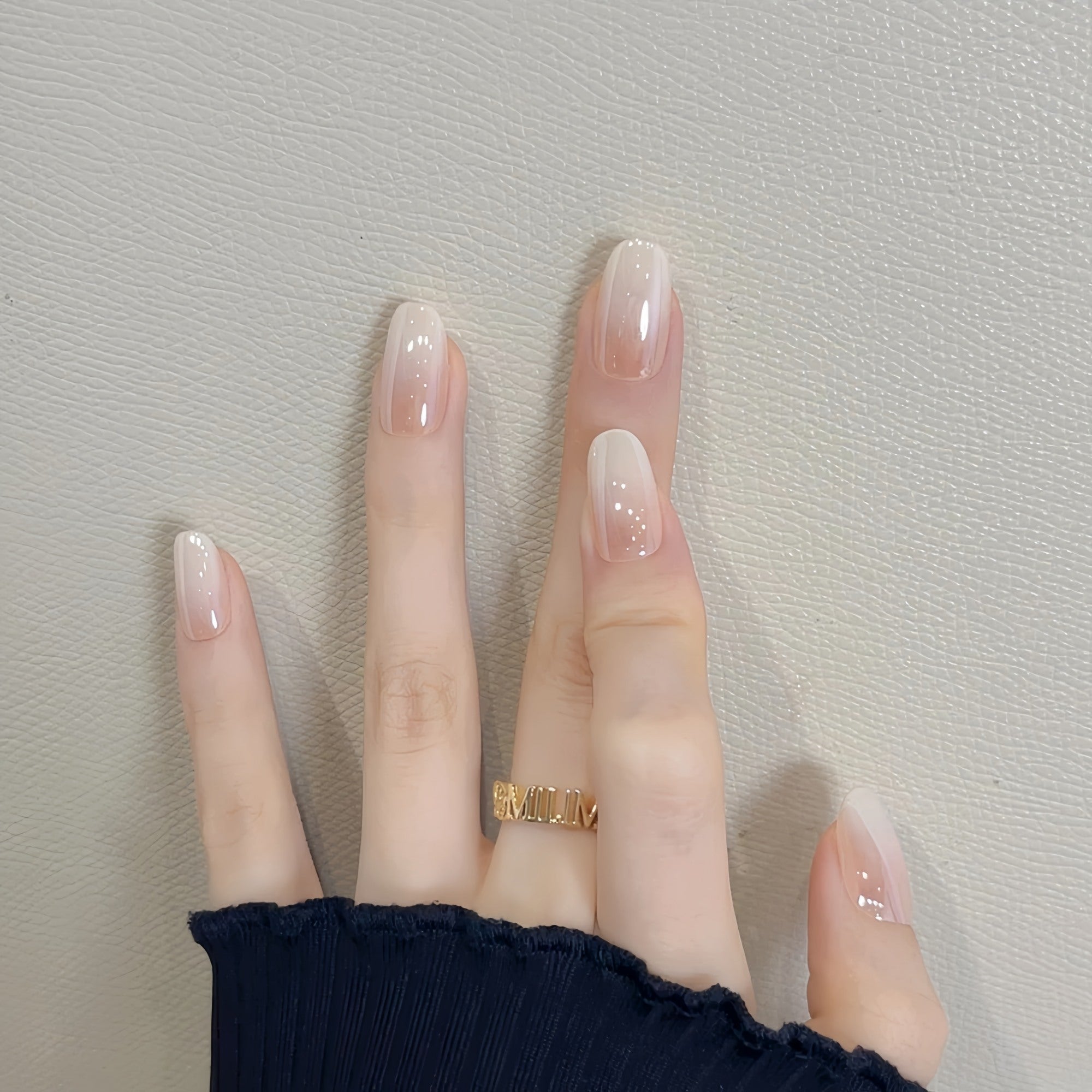 Milky White Ombre Pearl Press-On Nails
