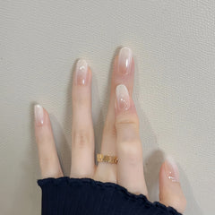 Milky White Ombre Pearl Press-On Nails