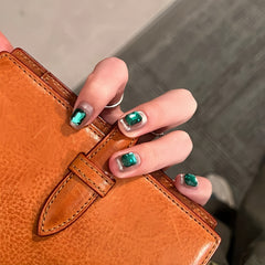 Emerald Gem Pink Cat Eye Press-On Nails