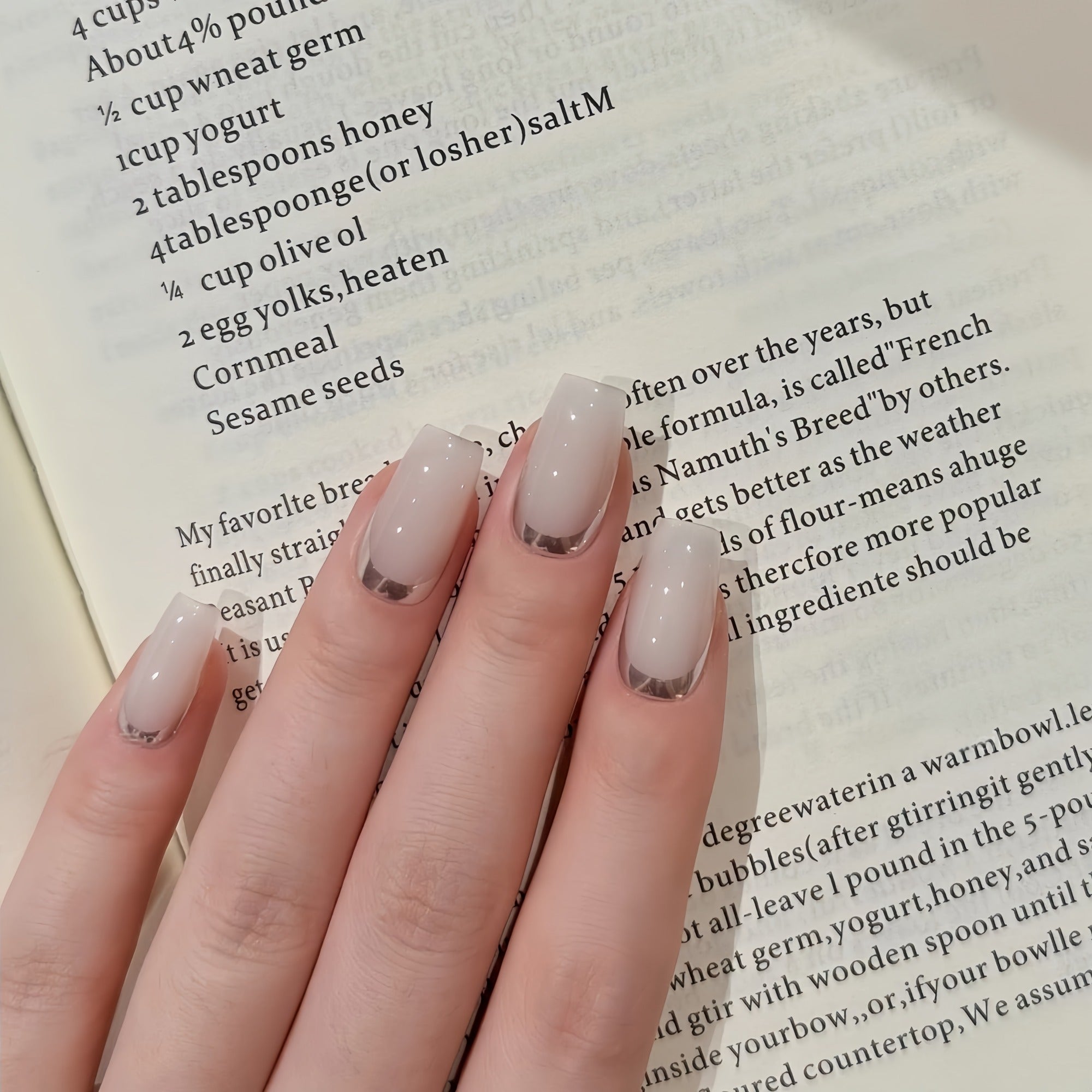 Pre-Order | Metallic Silver French Tip Press-On Nails