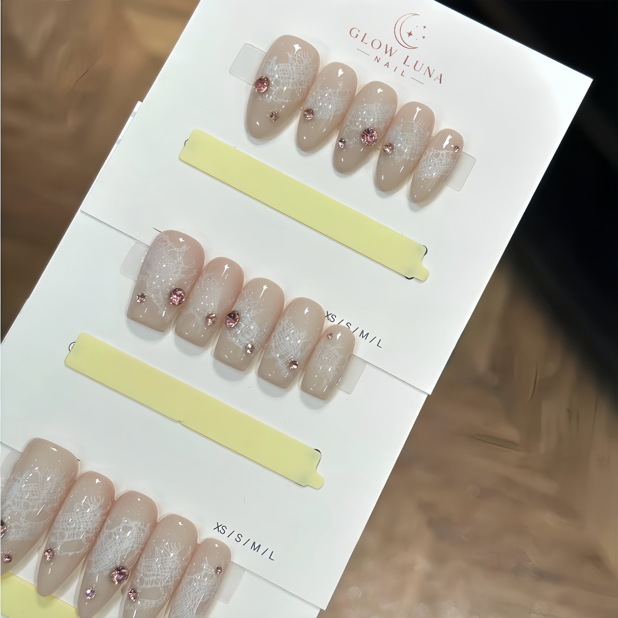 Nude Lace Almond & Coffin Press-On Nails