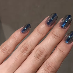 Icy Blue Cat Eye Press-On Nails