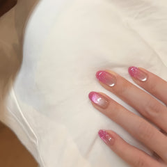Pink Cat Eye Gradient Short Press-On Nails