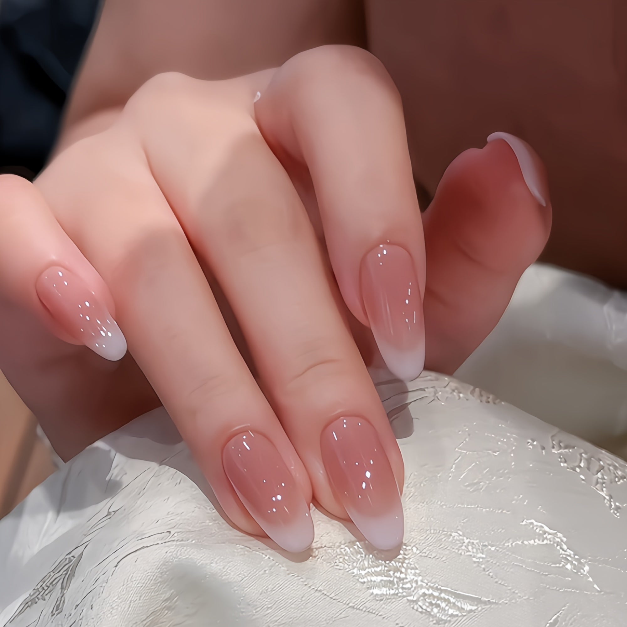 Nude Pink Gradient French Cat Eye Press-On Nails