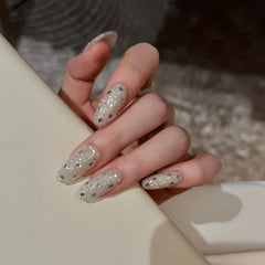 Silver Glitter Polka Dot Press-On Nails