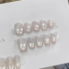 Milky Pearl Cat Eye Press-On Nails