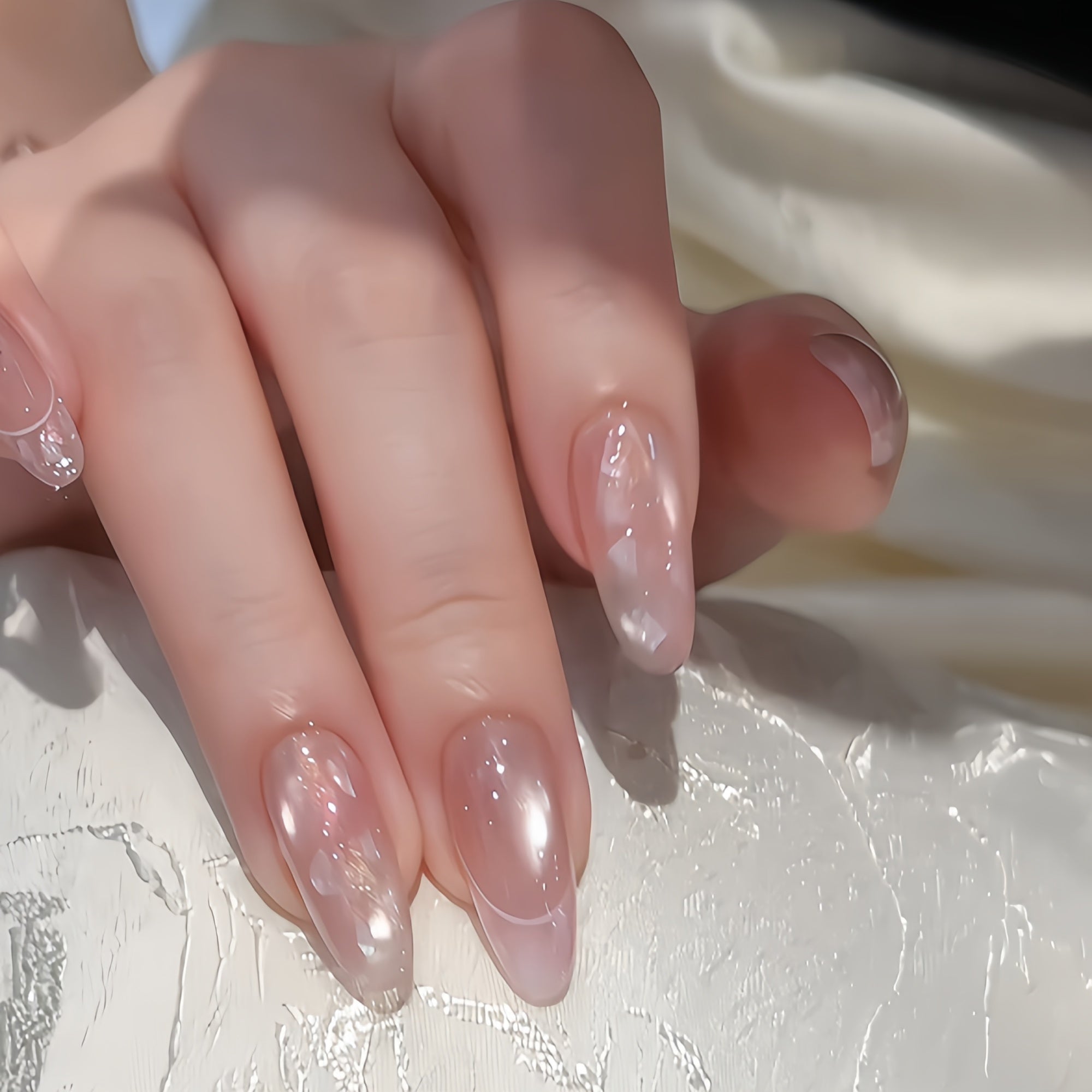 Sheer Pink French Tip with Glitter Press-On Nails