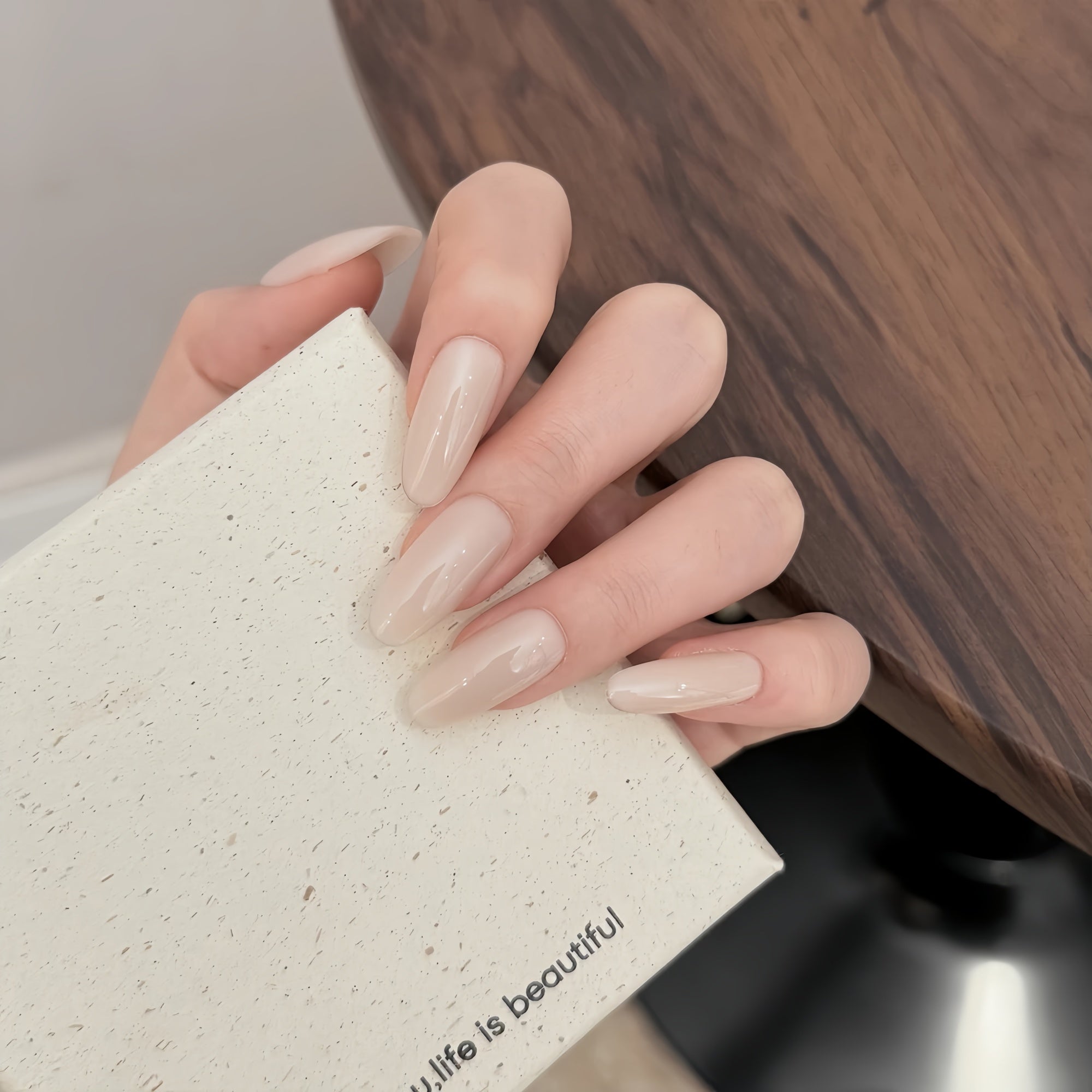 Pre-Order | Minimalist Icy Milk Tea Square Press-On Nails