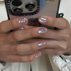 Starry Sheer Short Squoval & Oval Press-On Nails