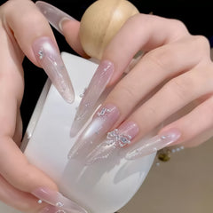 Ombre Cat Eye Bow Long Press-On Nails