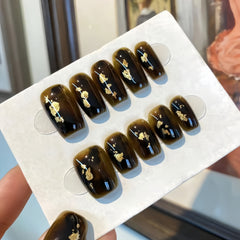 Olive Brown Flake Press-On Nails