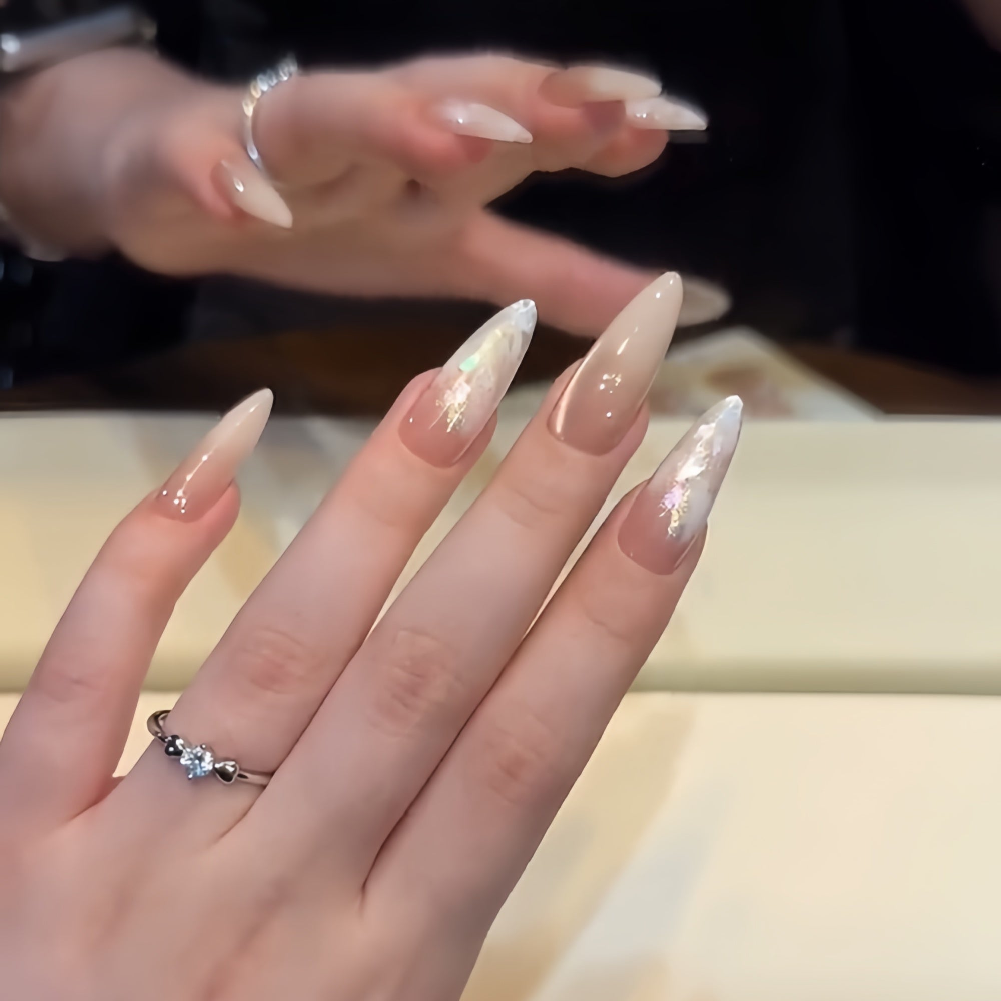 Ombre Jelly Shell Almond Press-On Nails