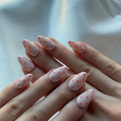 Sweet Pink Polka Dot Almond Press-On Nails