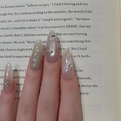 Lace Champagne Glitter Almond Press-On Nails