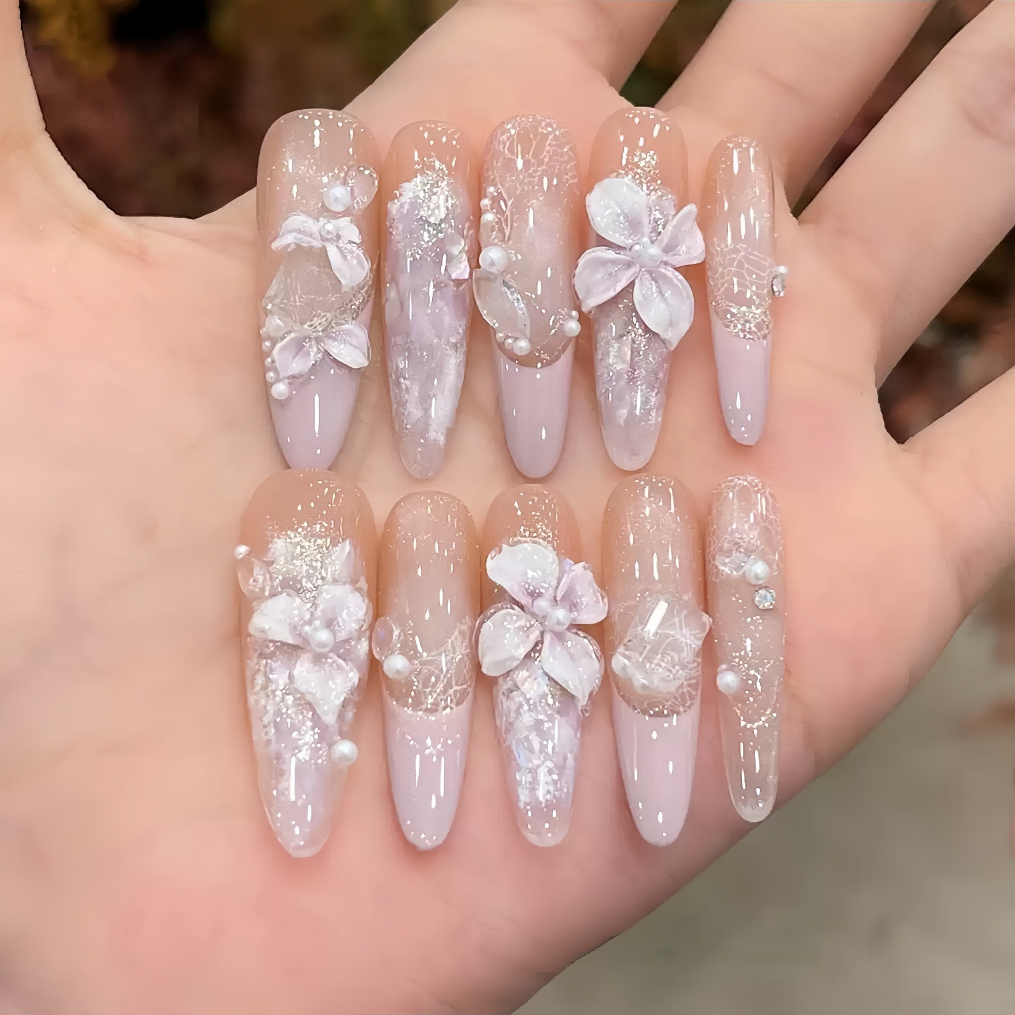 Floral French Press-On Nails
