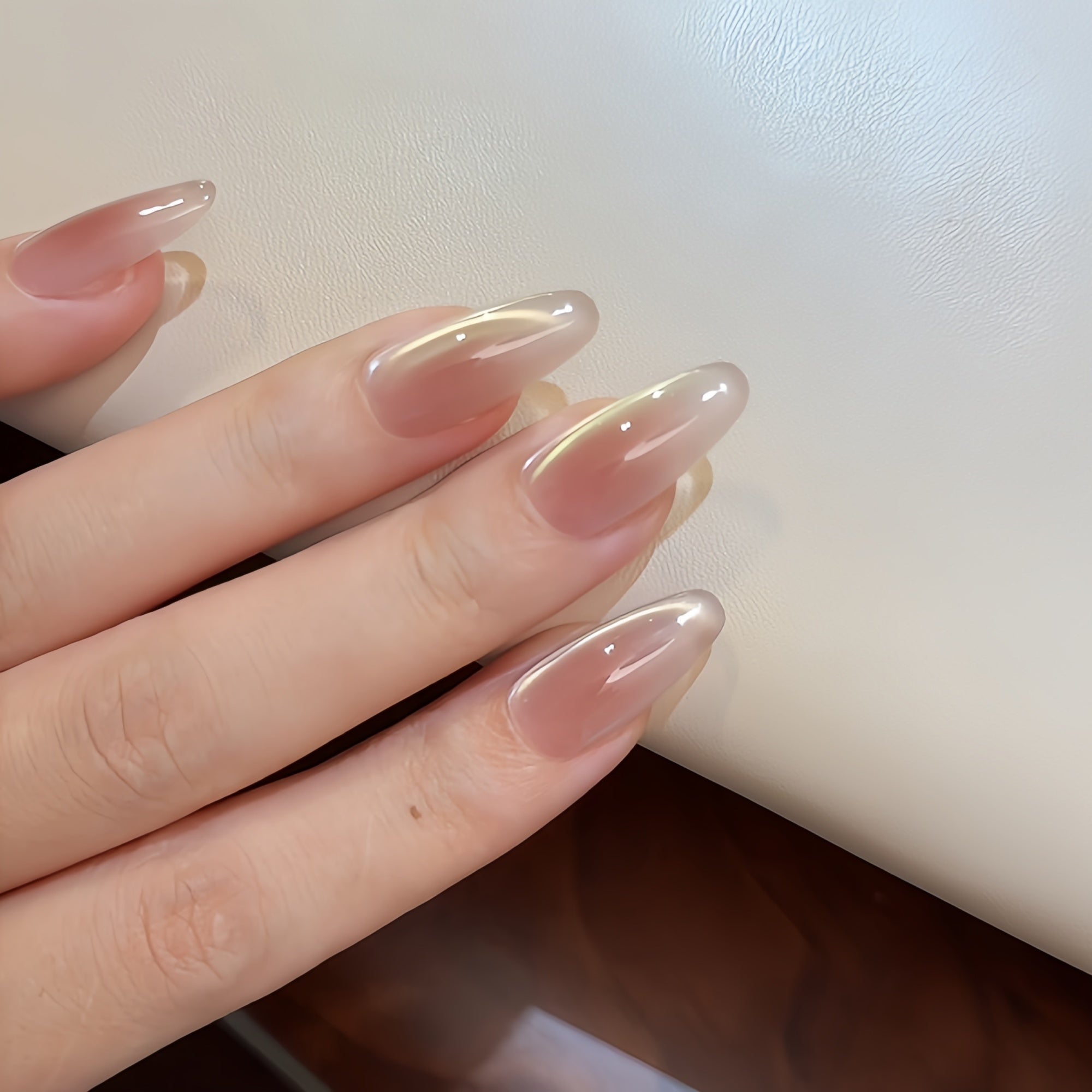 Nude Pink Aurora Mirror Gradient Press-On Nails