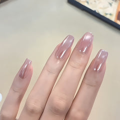 Light Purple Pink Cat Eye Square Press-On Nails