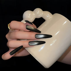 Black & White Sugar Frost French Cat Eye Press-On Nails