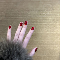 Classic Red Magnetic Short Press-On Nails