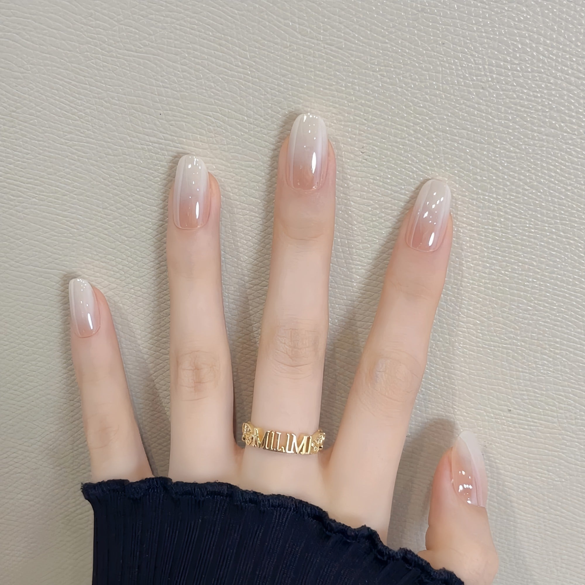Milky White Ombre Pearl Press-On Nails