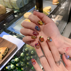 Colorful Glitter Short Press-On Nails