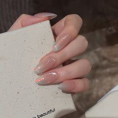 Milky Aurora Cat Eye Almond Press-On Nails
