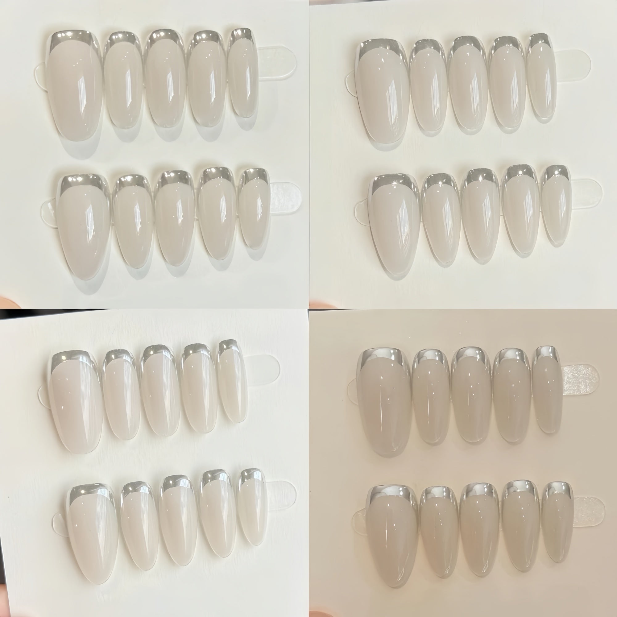 Pre-Order | Metallic Silver French Tip Press-On Nails