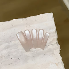 Black & White Sugar Frost French Cat Eye Press-On Nails